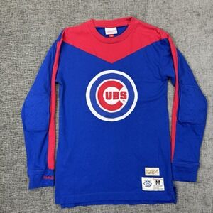 Mitchell & Ness Chicago Cubs Long Sleeve Shirt Men's M Blue 1984 Cooperstown MLB